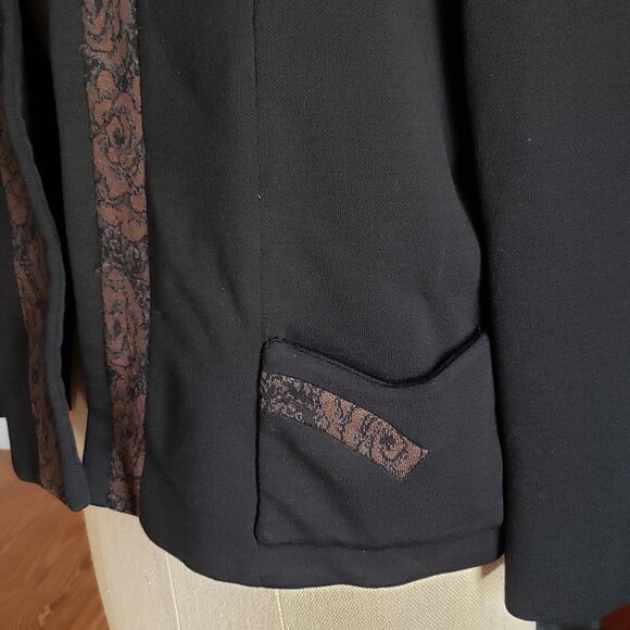 Vintage Black Belgium Wool Clasp Jacket with Brown Accents - Picture 5 of 11